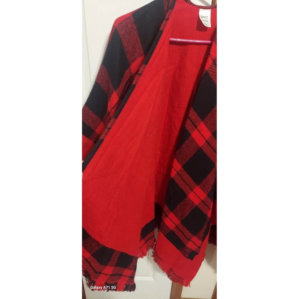 Duluth Red Black‎ Poncho Shawl Christmas Winter One Size Wrap